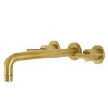 Kingston Brass Roman Tub Faucet, Brushed Brass, Wall Mount KS8027CML